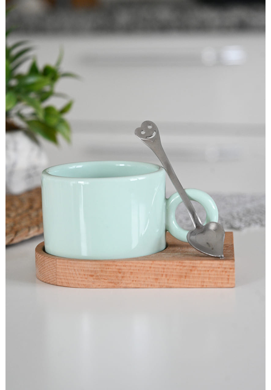 PASTEL YEŞİL BAMBU TABAKLI NESCAFE FİNCANI