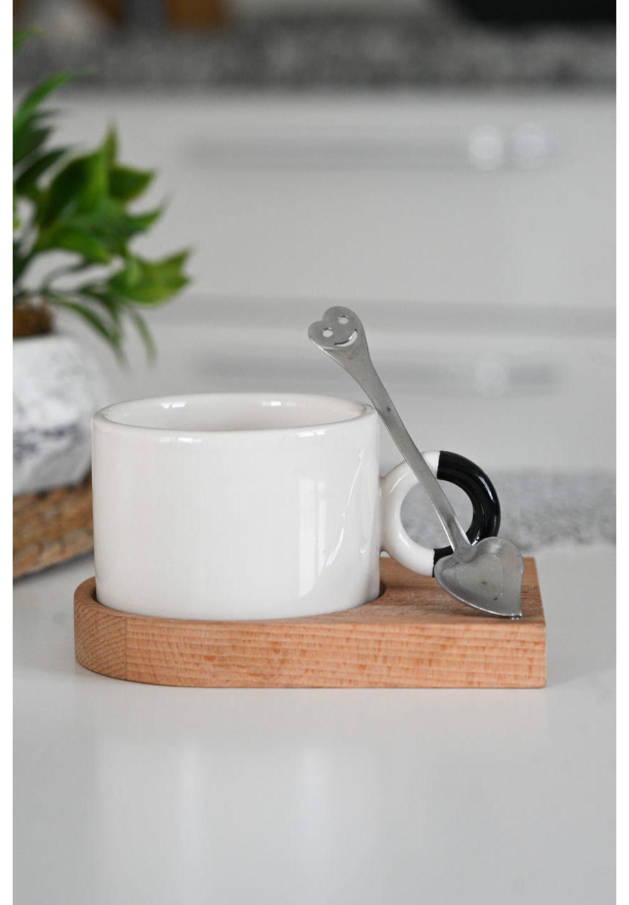 SİYAH KULP BAMBU TABAKLI NESCAFE FİNCANI