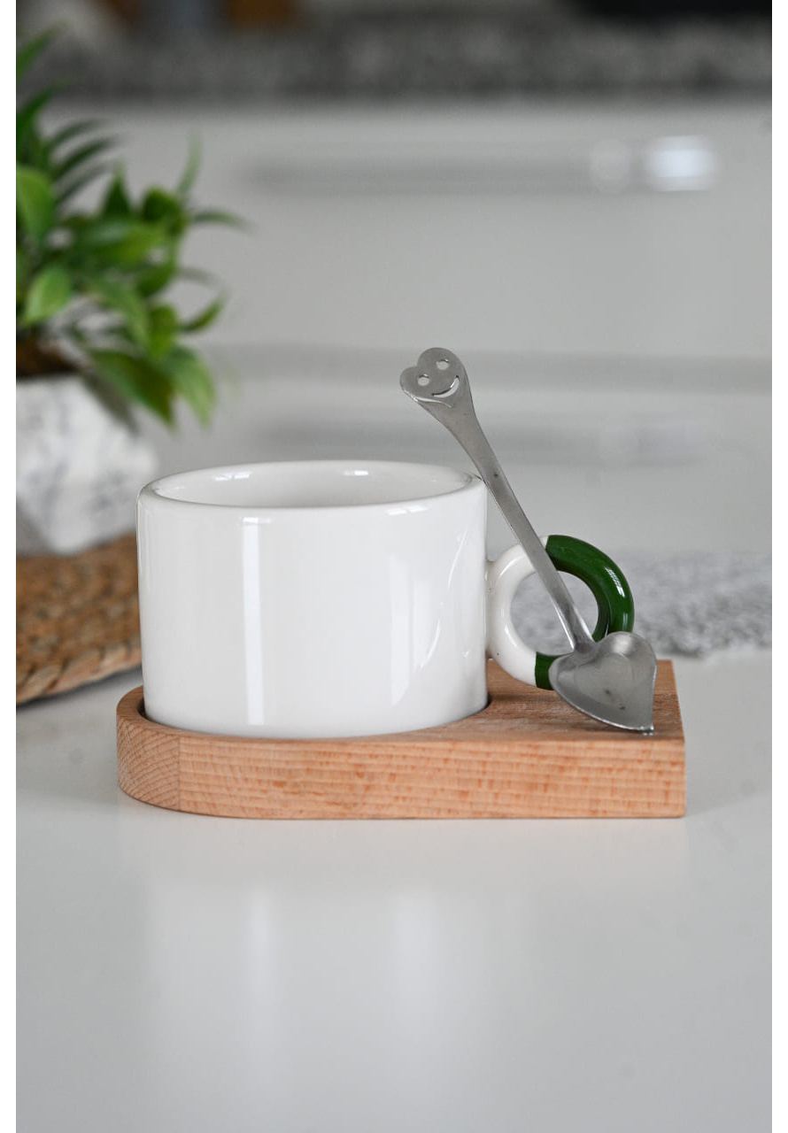 YEŞİL KULP BAMBU TABAKLI NESCAFE FİNCANI